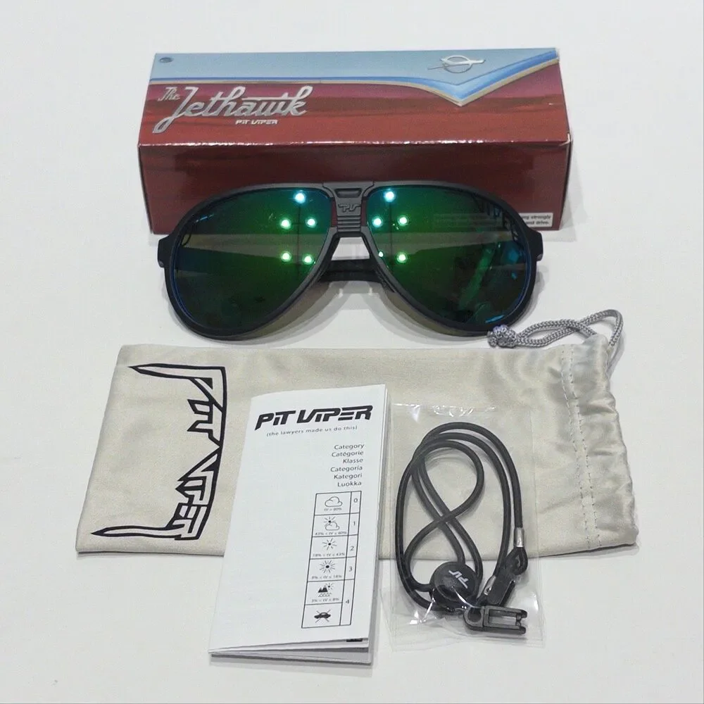 Pit Viper The Exec Jethawk HDPV Polarized Blue-Green Sunglasses Ear Adjust (A6)